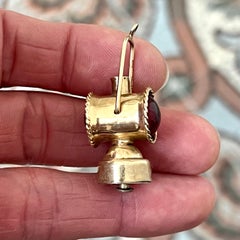 Vintage Gold Railway Lantern Charm Pendant with Green and Red Glass
