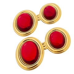 Orecchini a clip d'epoca in oro rosso massiccio di design da passerella