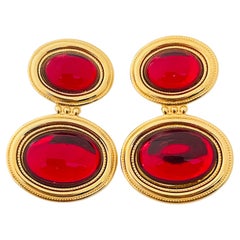 Boucles d'oreilles à clip vintage en or rouge massif de créateurs de mode