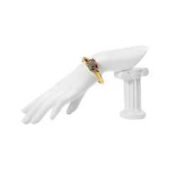 Vintage Gold Rhinestone and Red Eyes Leopard Bracelet Circa 1980s