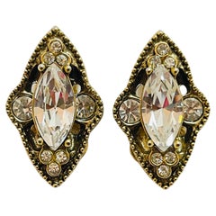 Vintage-Ohrringe aus Gold mit Strassclips an Designer-Ohrringen