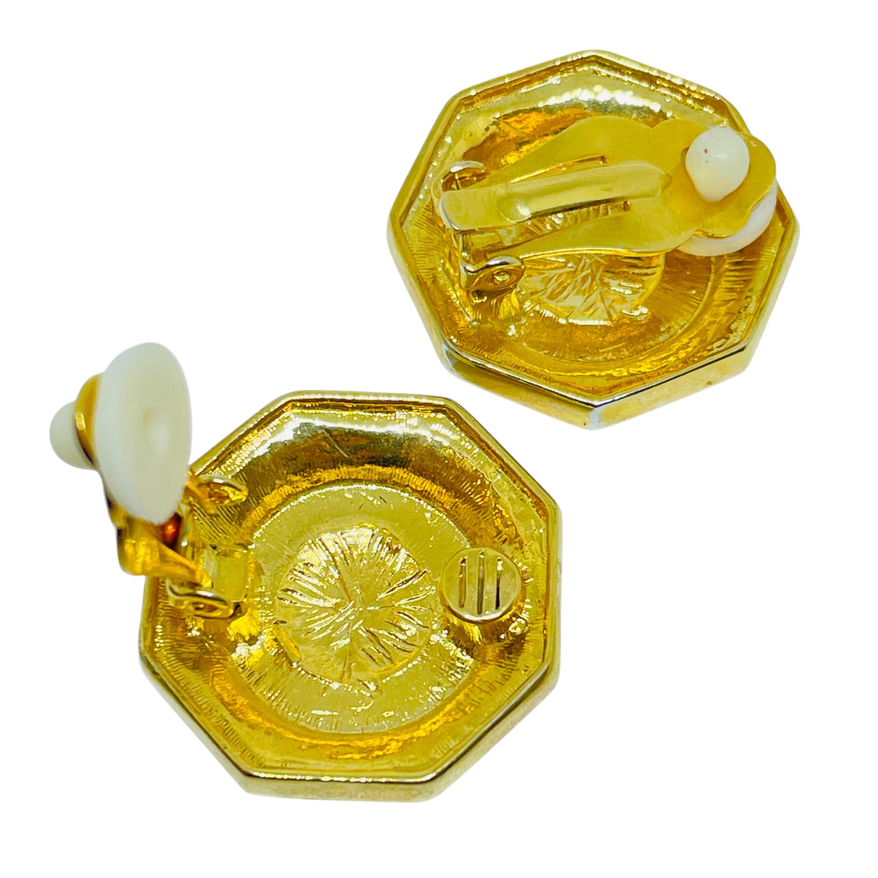 Orecchini a clip d'epoca con monete in strass d'oro della REPUBLIQUE FRANCSISE In condizioni buone in vendita a Palos Hills, IL