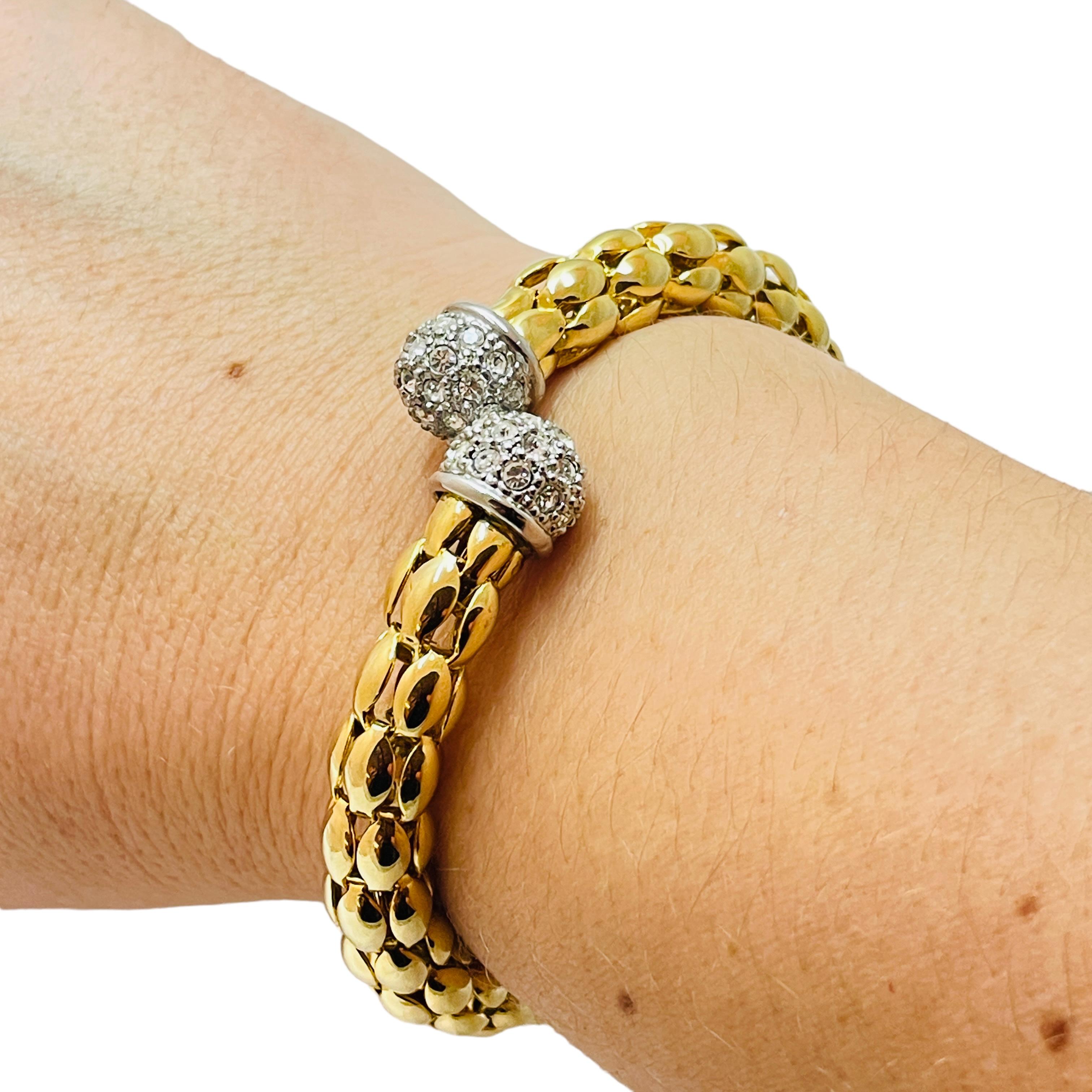 Women's or Men's Vintage gold rhinestone dedigner runway bracelet  For Sale