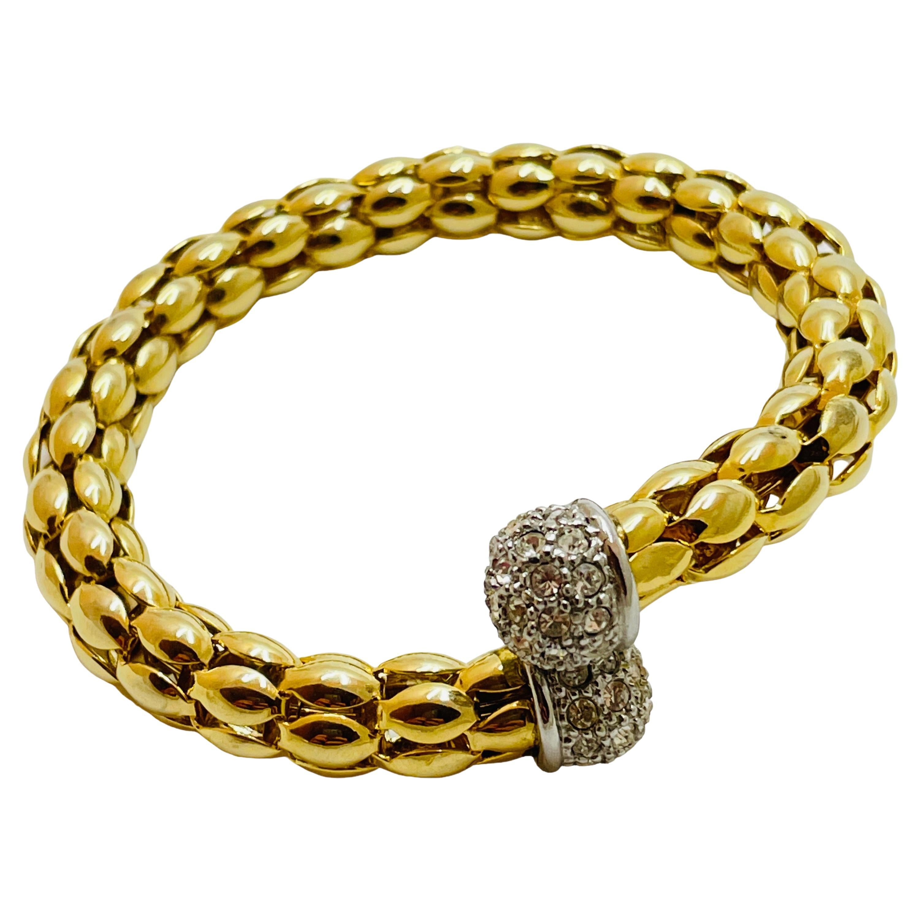 Vintage gold rhinestone dedigner runway bracelet  For Sale