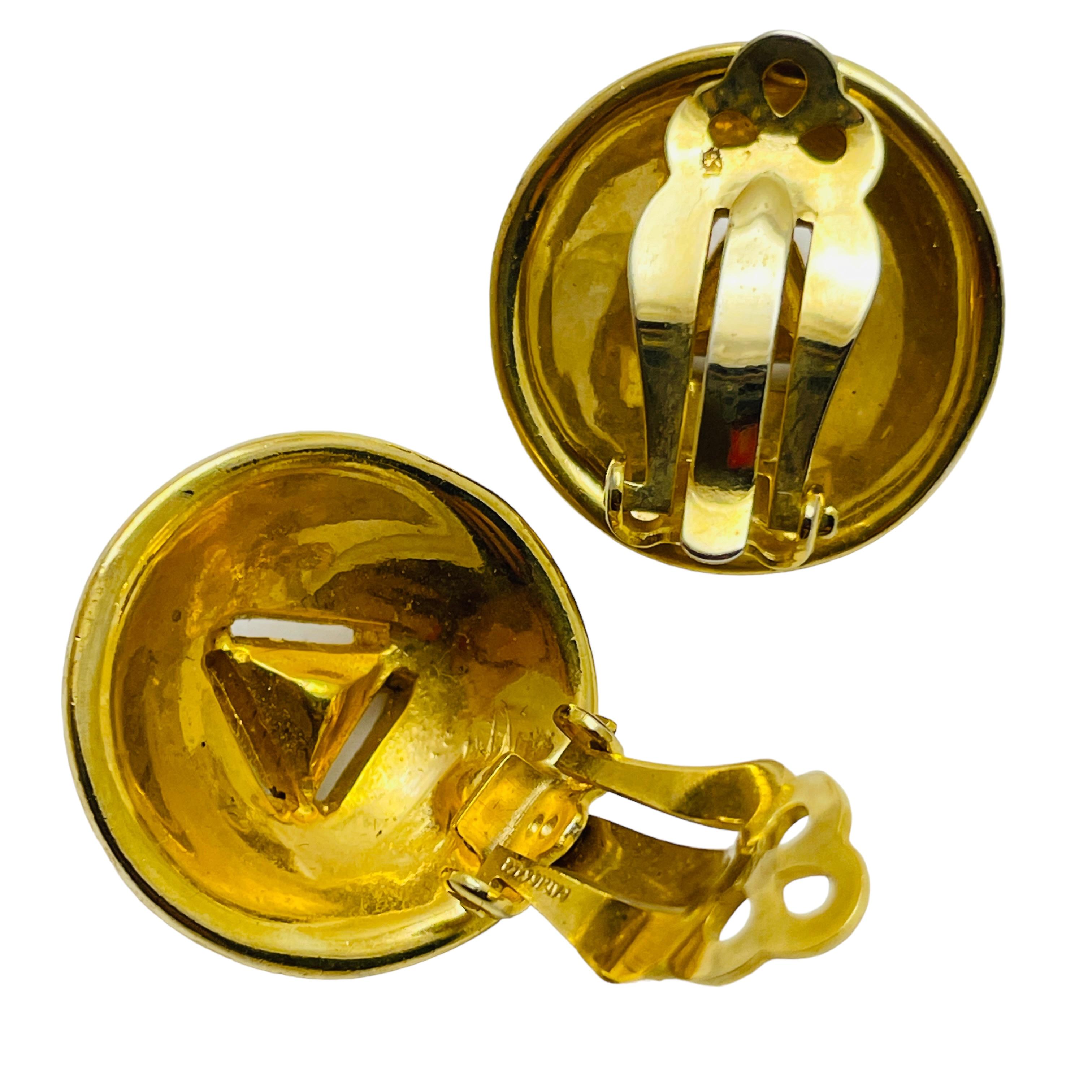 Vintage Gold Strass Designer Clip auf Ohrringe im Zustand „Gut“ im Angebot in Palos Hills, IL