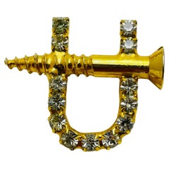 Retro gold rhinestone designer designer brooch