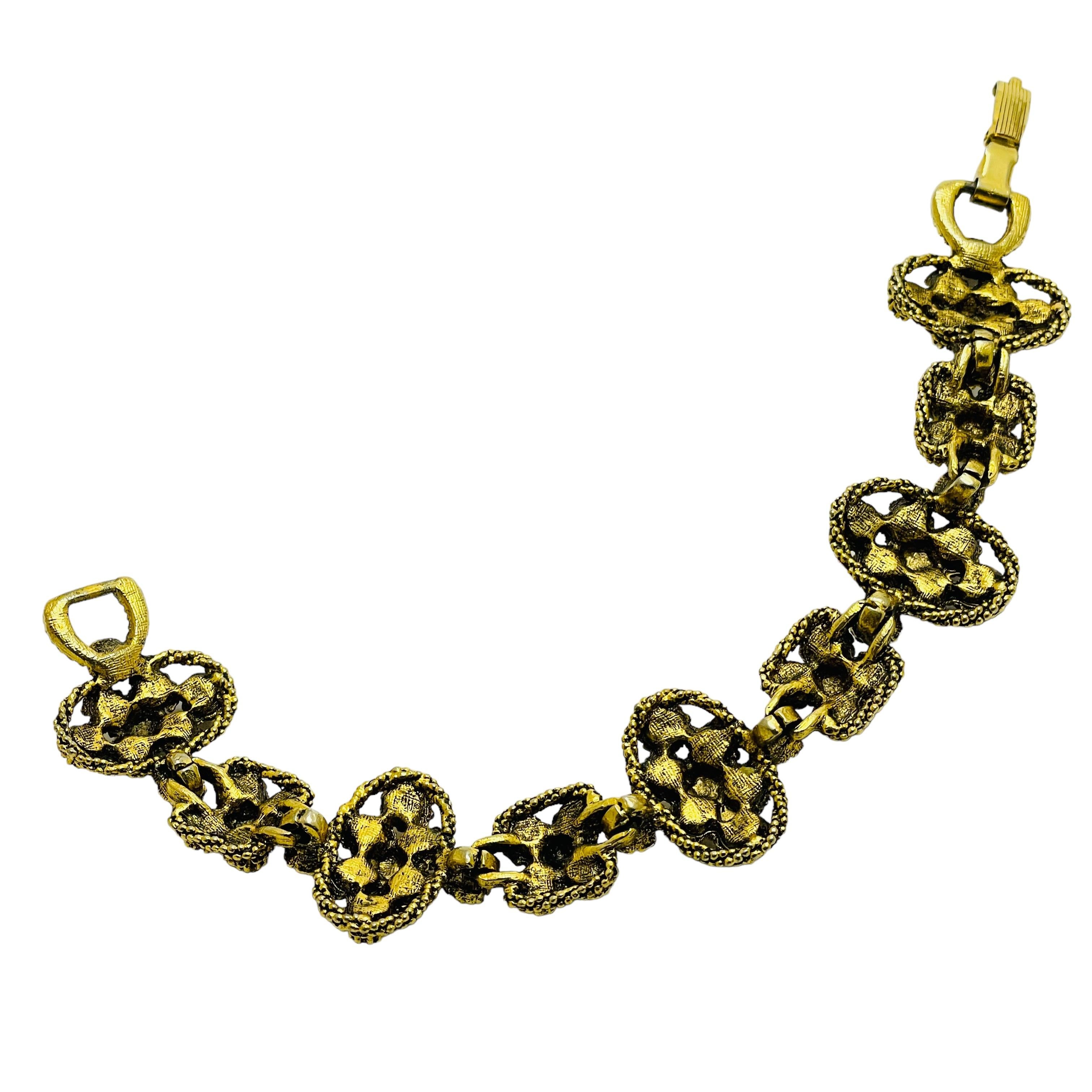 Bracelet vintage à maillons en strass doré Pour femmes en vente
