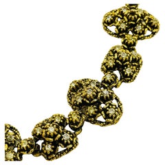 Vintage gold rhinestone designer link bracelet