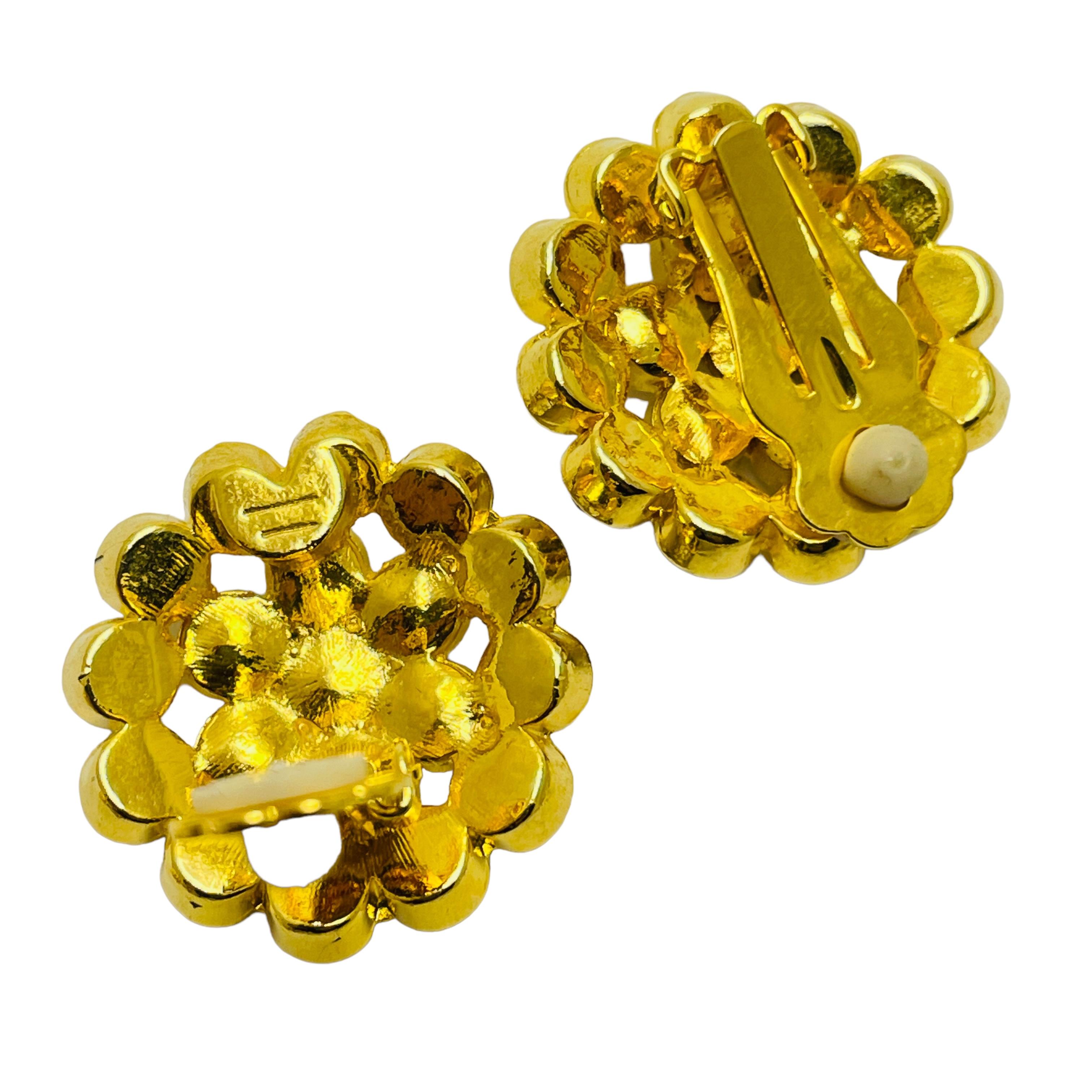 Vintage Gold Strass Designer Landebahn Clip auf Ohrringe im Zustand „Gut“ im Angebot in Palos Hills, IL