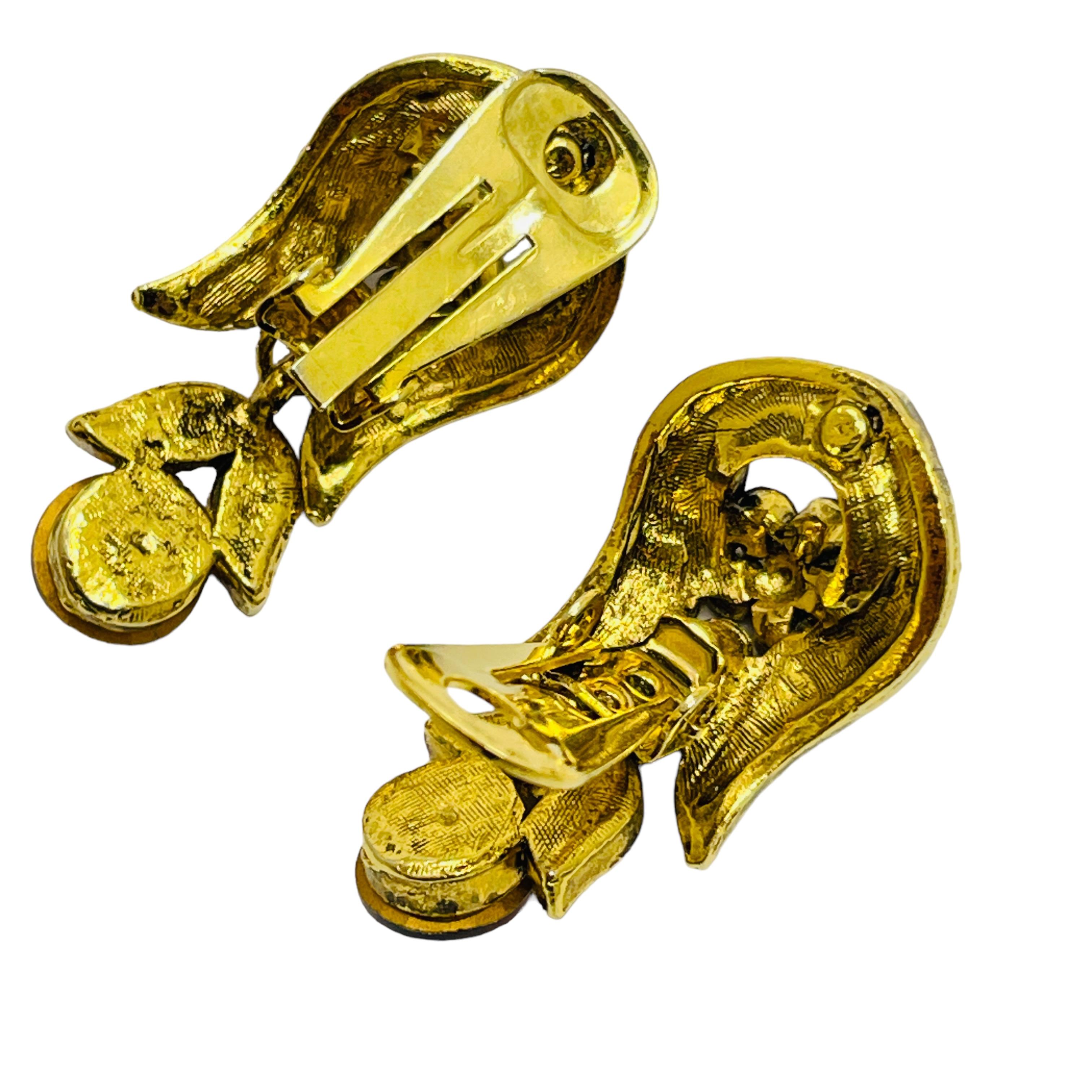 Vintage Gold Strass Designer Landebahn Clip auf Ohrringe im Zustand „Gut“ im Angebot in Palos Hills, IL