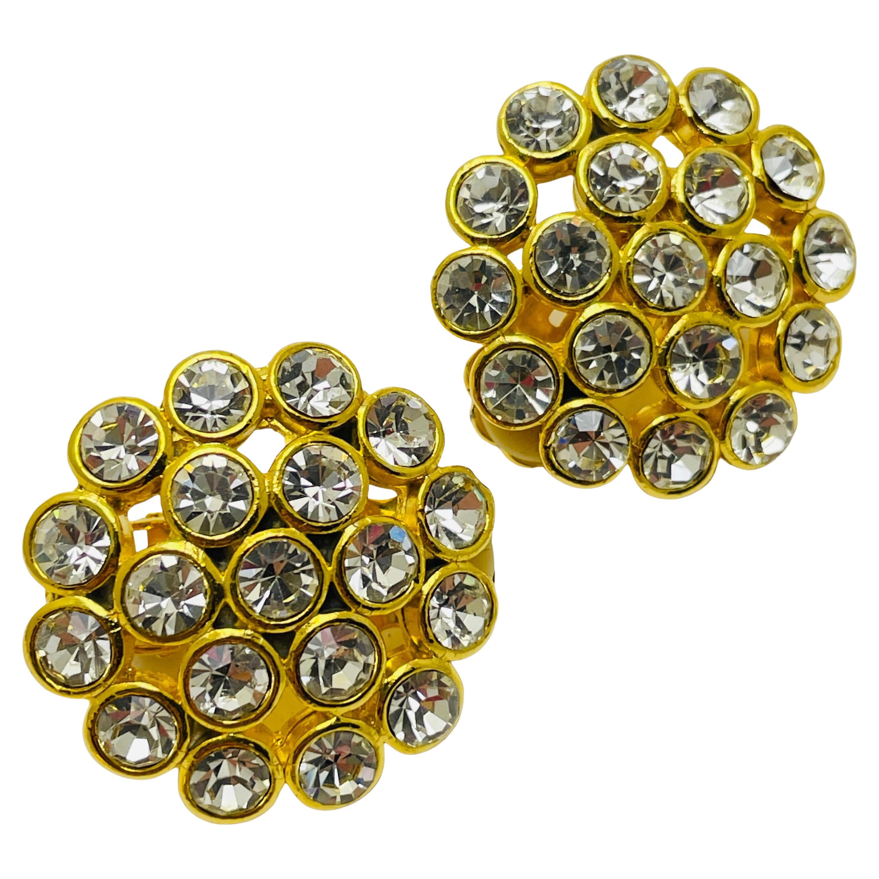 Vintage Gold Strass Designer Landebahn Clip auf Ohrringe