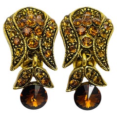 Vintage Gold Strass Designer Landebahn Clip auf Ohrringe