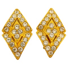 Orecchini a clip vintage in oro con strass di design