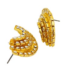 Vintage gold rhinestone designer runway earrings