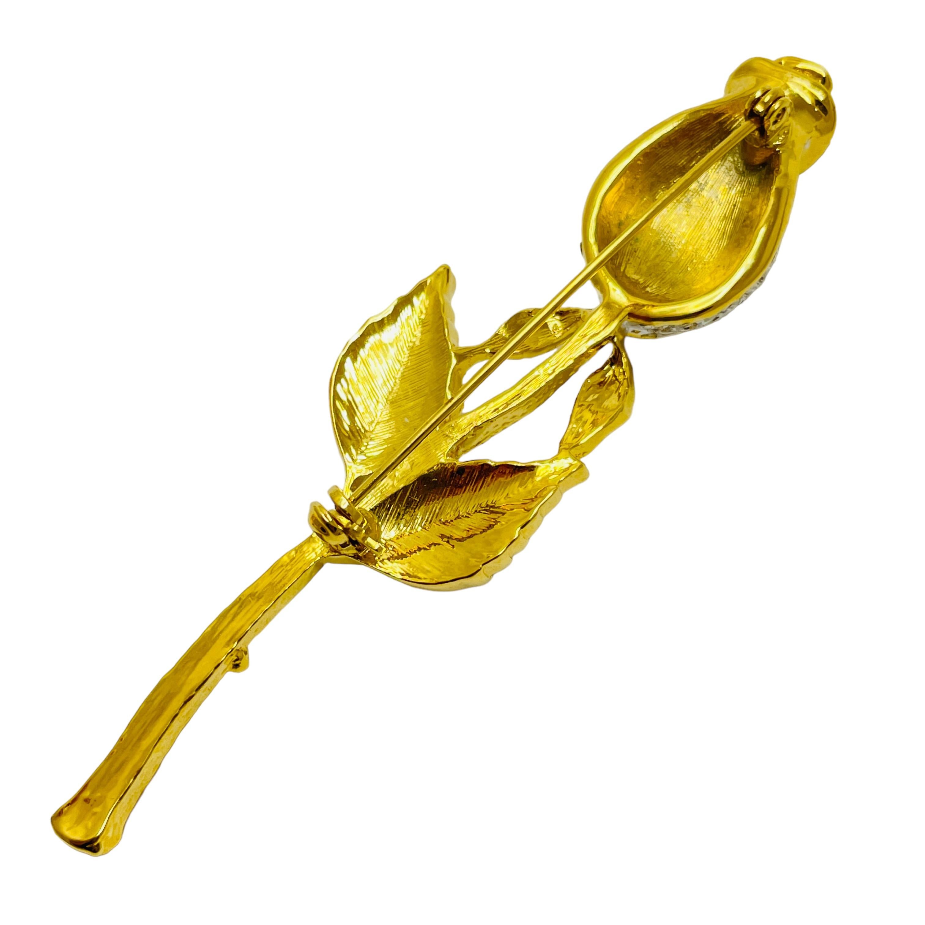 Spilla d'epoca con fiore di strass d'oro di design In condizioni buone in vendita a Palos Hills, IL