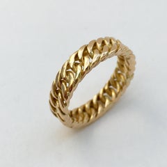 Vintage Gold Ring 18 Karat Curb Chain Link Stacking Band Chunky Yellow Gold
