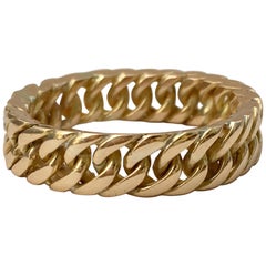 Vintage Gold Ring 18 Karat Curb Chain Link Stacking Band Chunky Yellow Gold