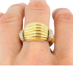 Vintage Gold Ring Diamond French Jewelry Dome Ring