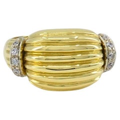 Vintage Gold Ring Diamond French Jewelry Dome Ring