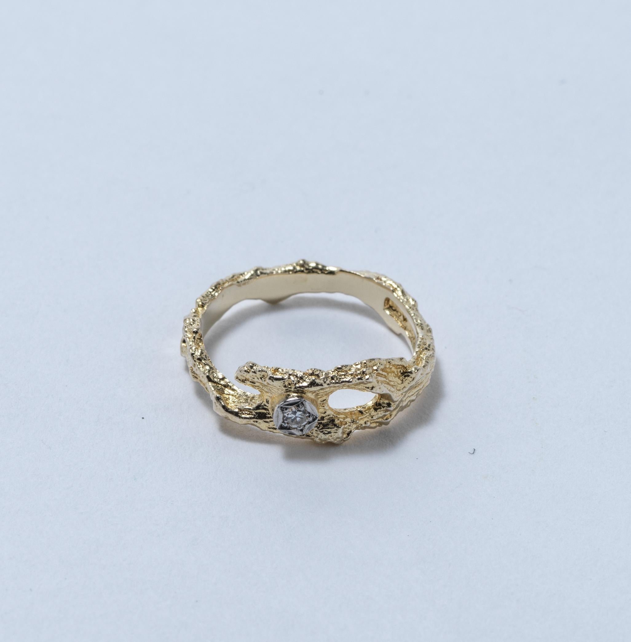 Goldring „Diamonddust“ aus Gold, entworfen von B. Weckstrom für Lapponia. Hergestellt 1983. (Brillantschliff) im Angebot