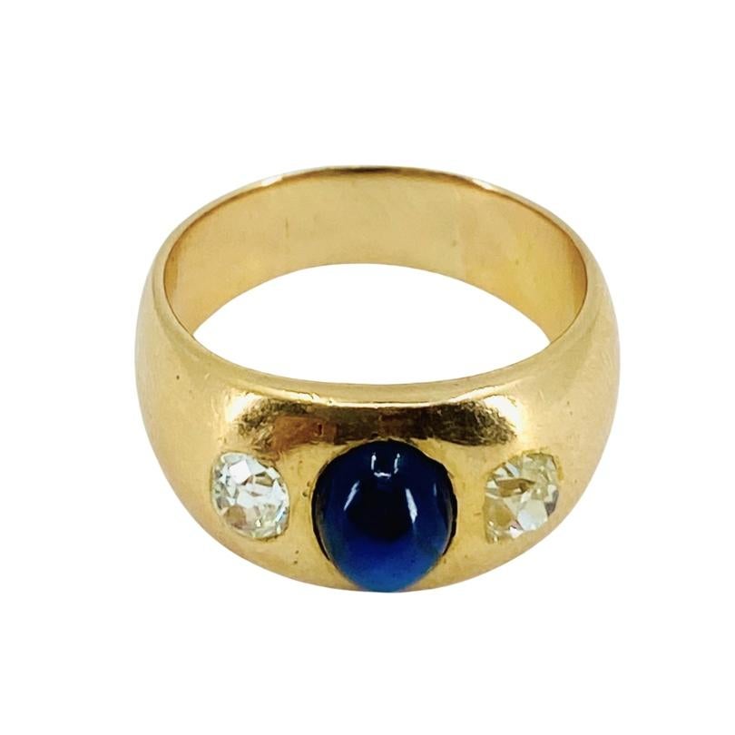da uomo o donna Anello d'oro vintage a tre pietre con fascia francese in vendita
