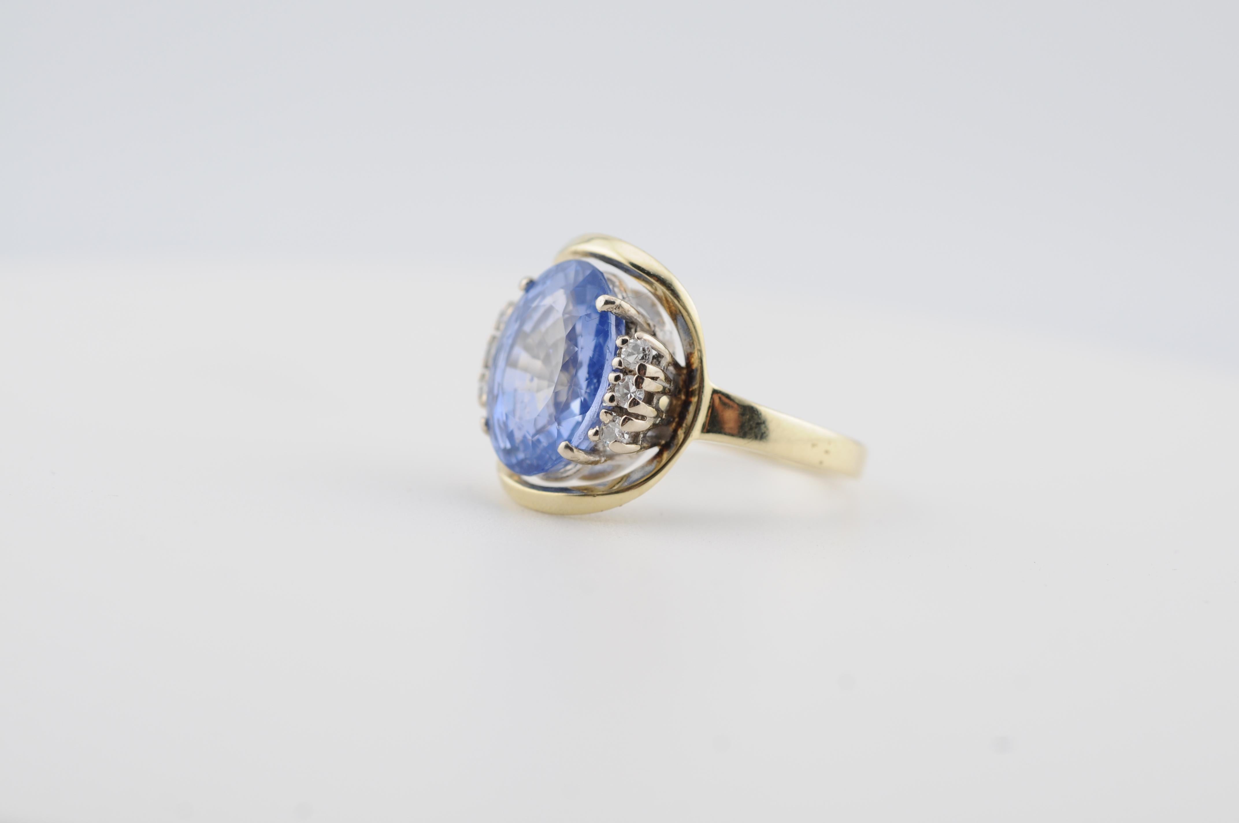 Vintage Gold Ring with 7.18ct Blue Ceylon Sapphire no heat 4