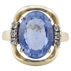 Vintage Gold Ring mit 7,18ct blauem Ceylon Saphir