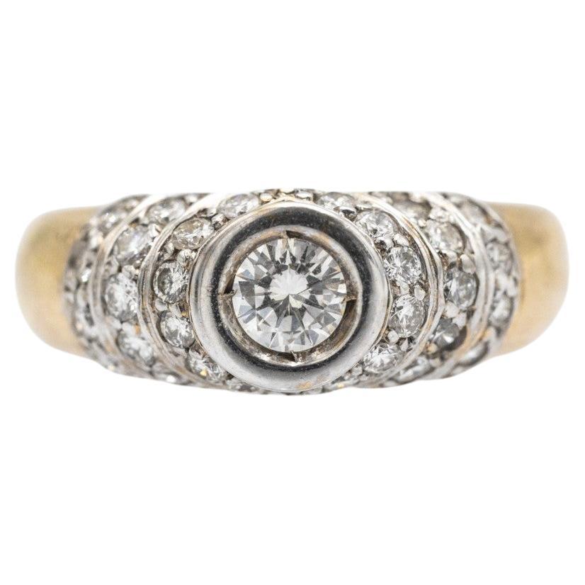 Vintage gold ring with diamonds, Poland, late XX century.