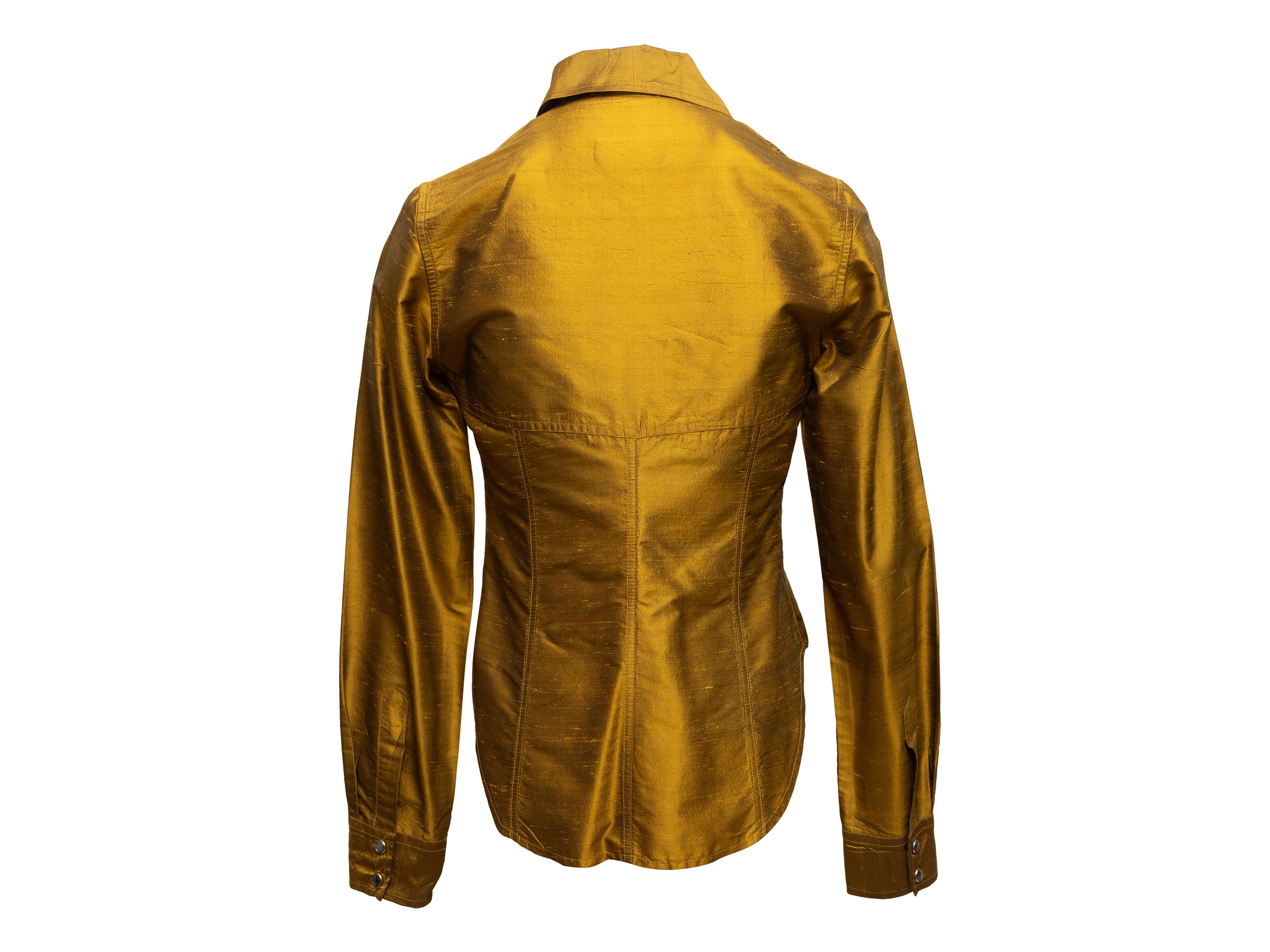 Vintage Gold Romeo Gigli Silk Button-Up Top In Good Condition In New York, NY