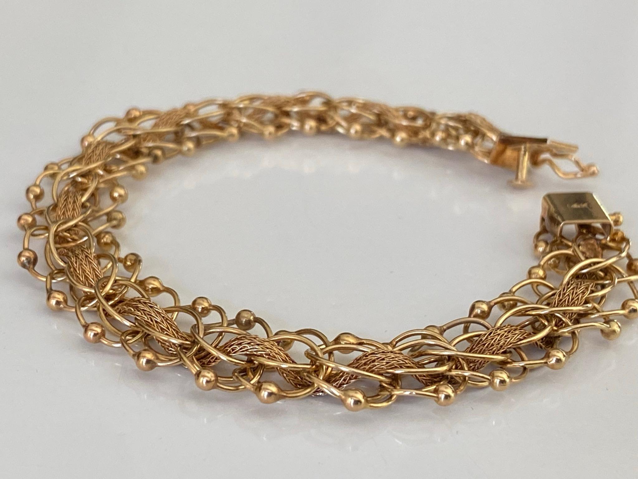 Women's Vintage Gold Rope and Mesh Link Bracelet  For Sale