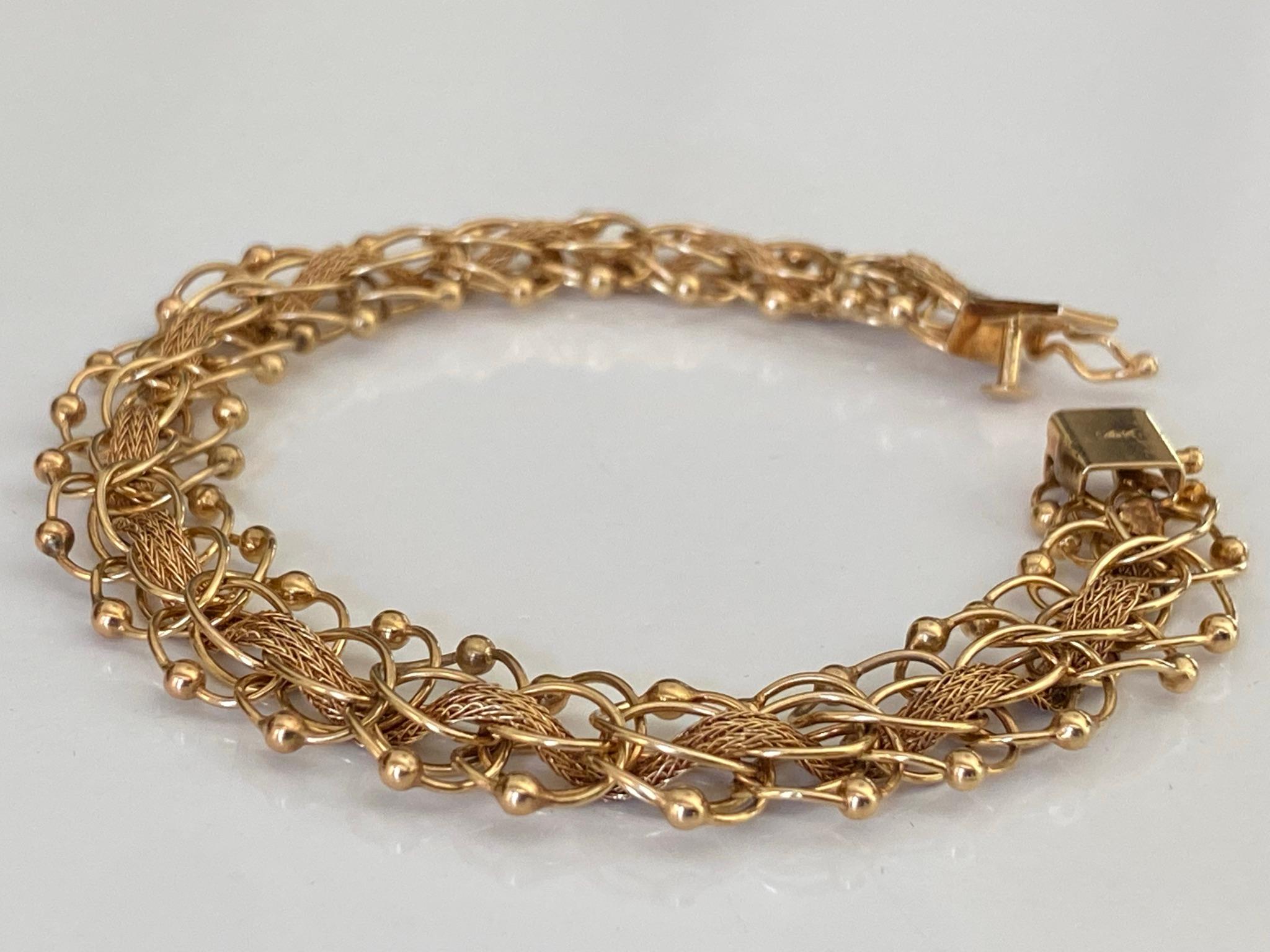 Vintage Gold Rope and Mesh Link Bracelet  For Sale 1