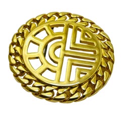 Vintage gold round chain designer brooch