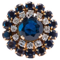 Bague en or vintage à saphirs et diamants