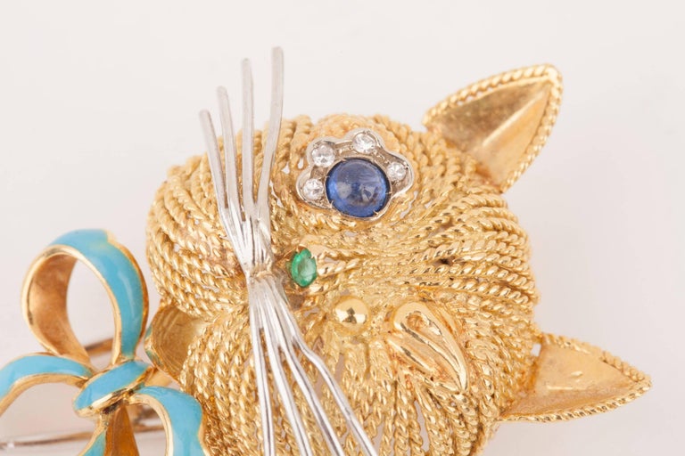 Broche Vintage En Forme De Chat En Métal Doré - Super État - Bijou Ancien