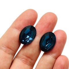 Vintage gold sapphire glass designer clip on earrings