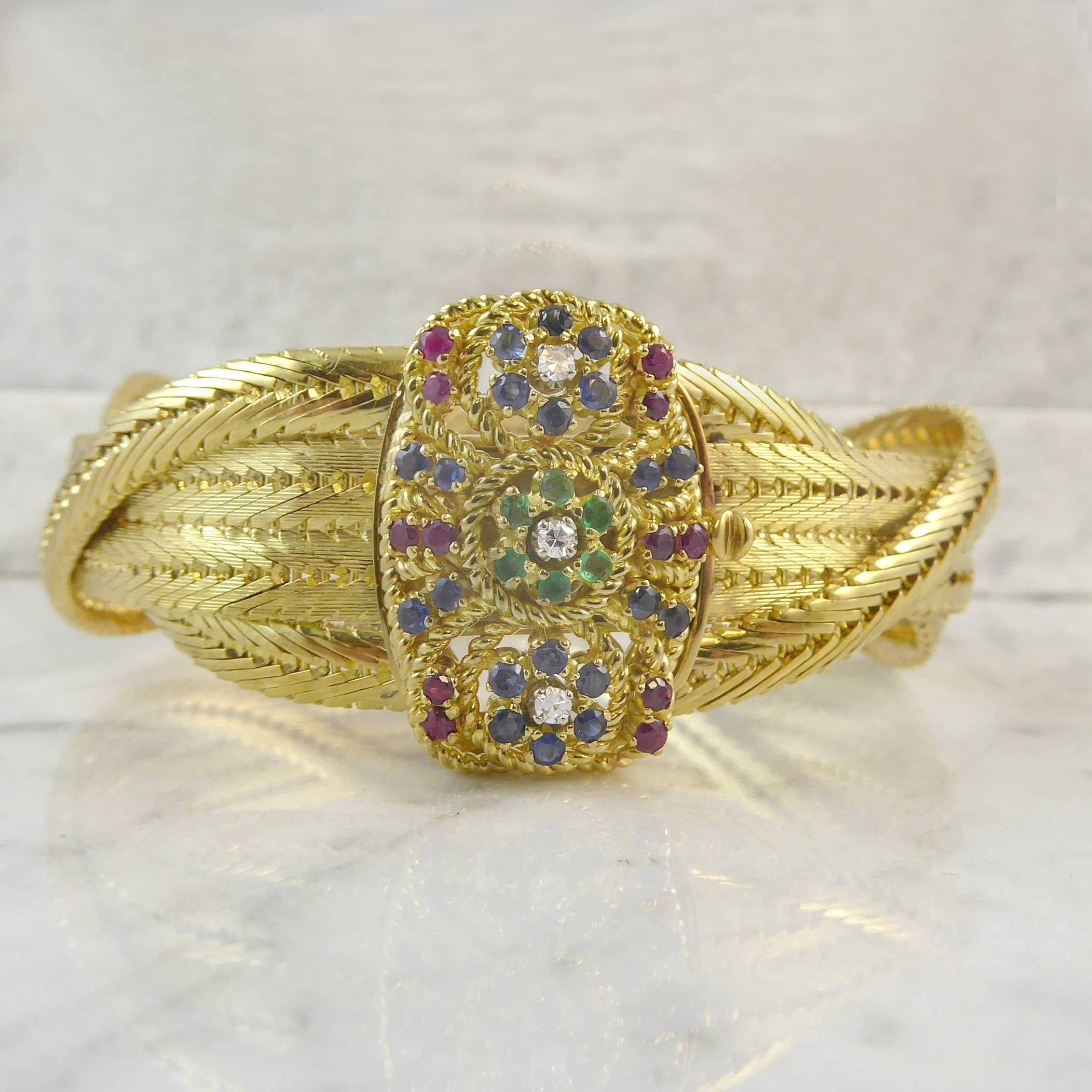 Vintage Gold, Sapphire, Ruby Diamond Bracelet 5