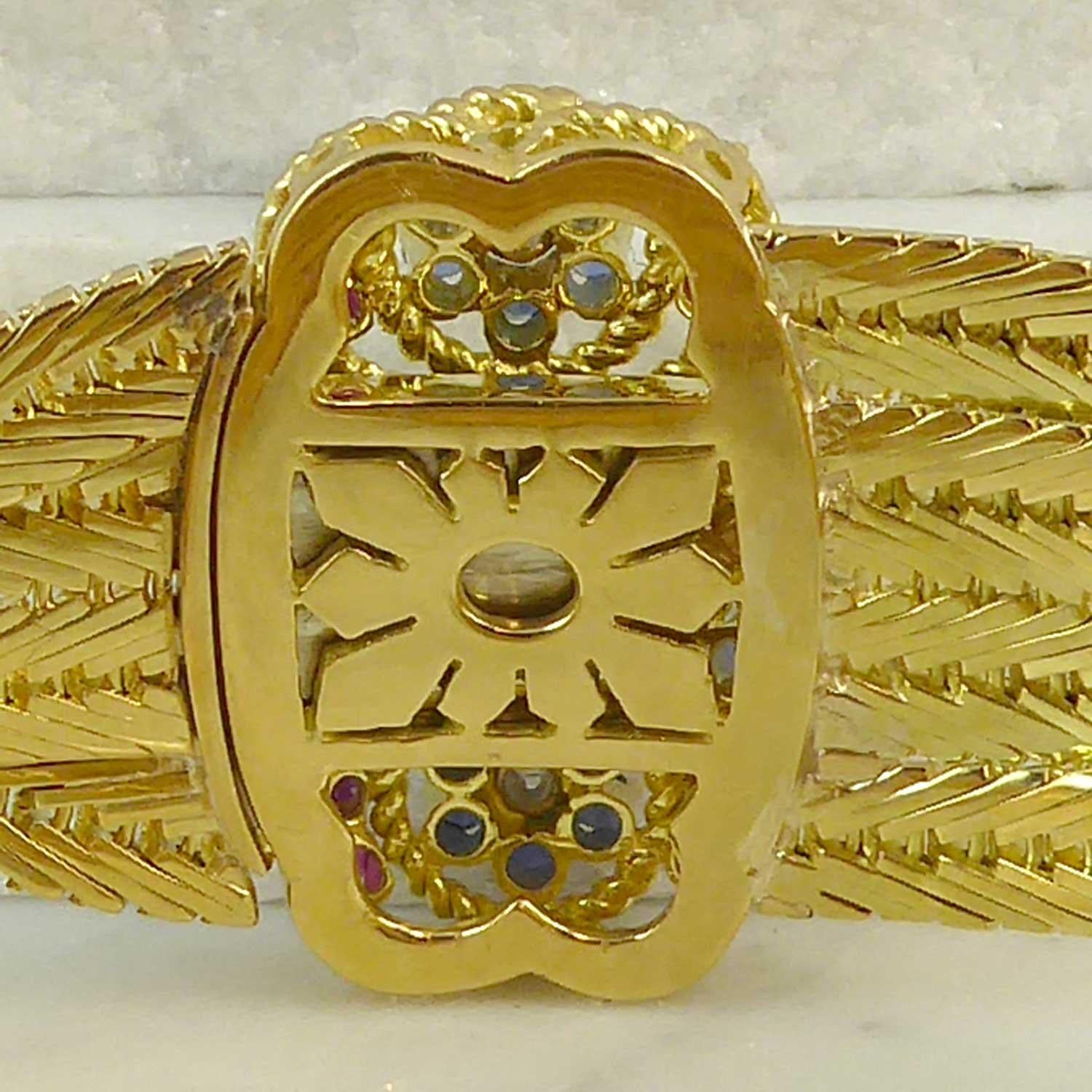 Retro Vintage Gold, Sapphire, Ruby Diamond Bracelet