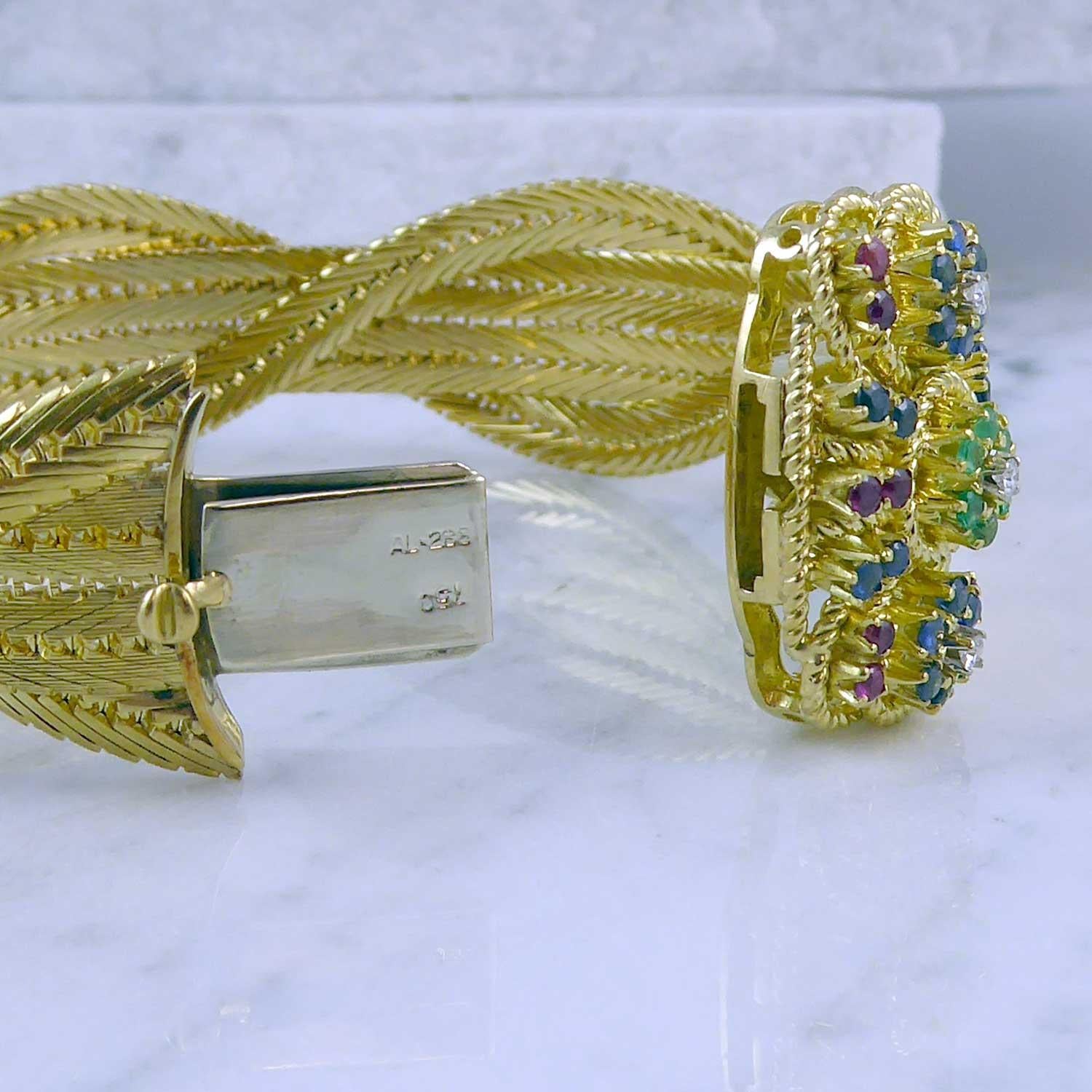 Women's Vintage Gold, Sapphire, Ruby Diamond Bracelet
