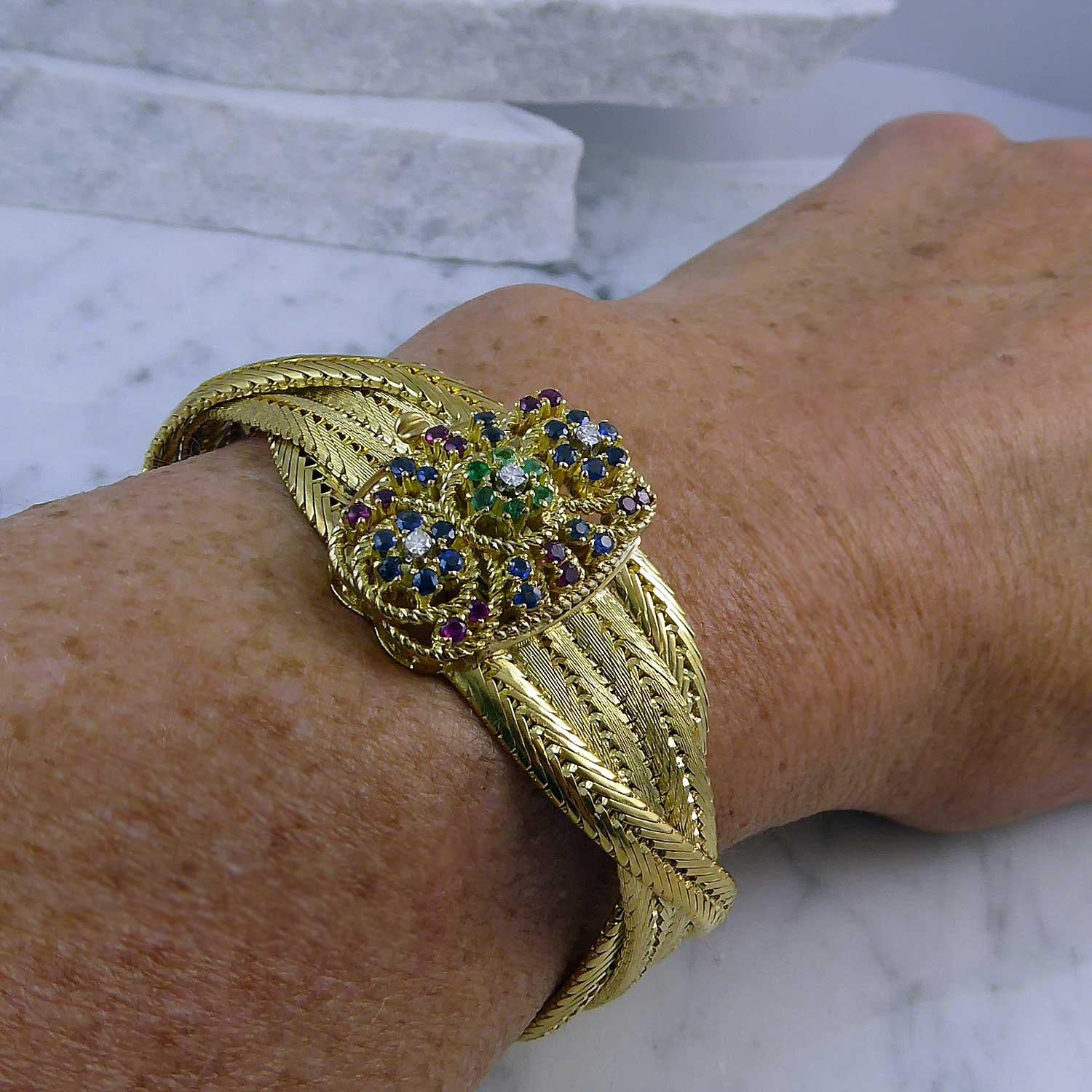 Vintage Gold, Sapphire, Ruby Diamond Bracelet 3