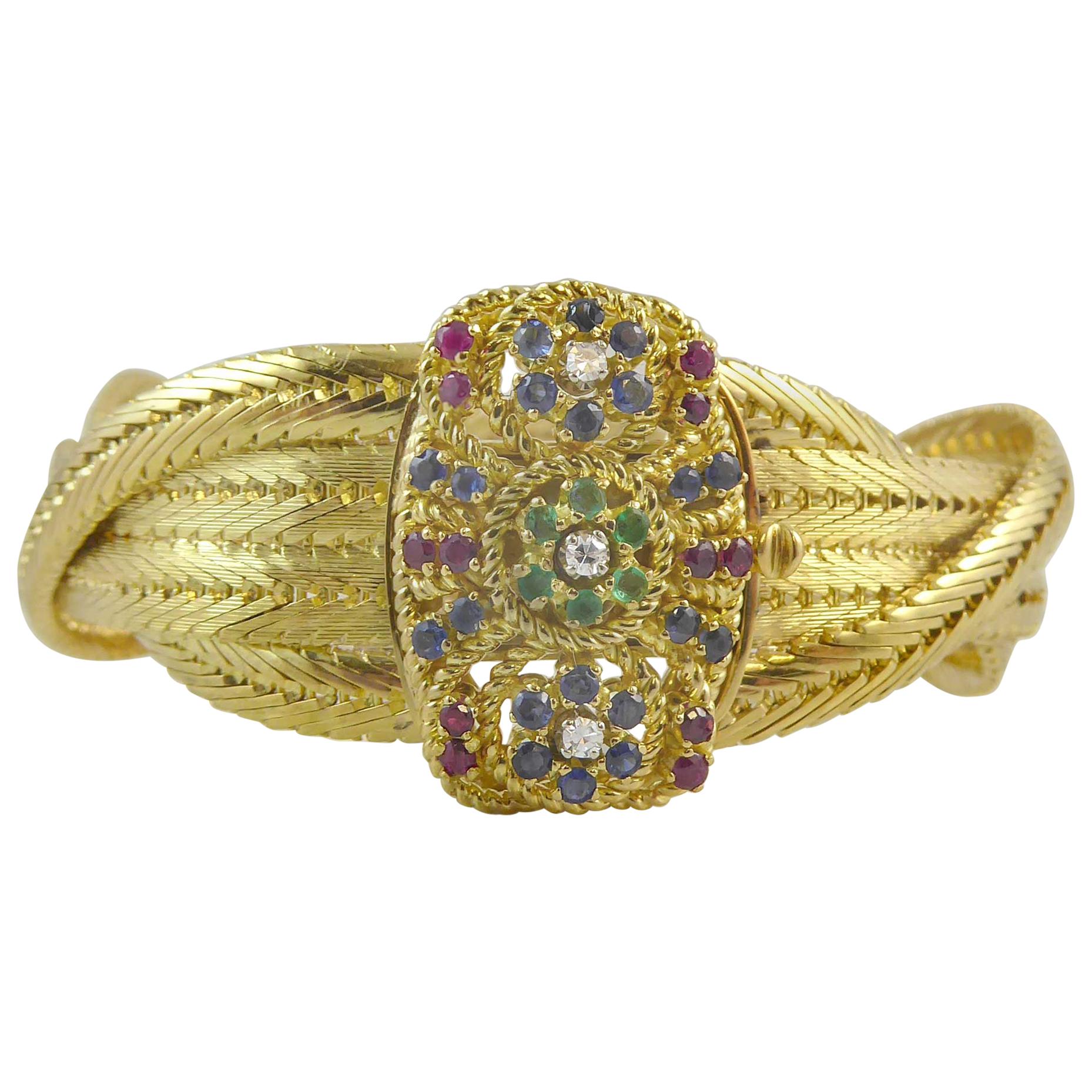Vintage Gold, Sapphire, Ruby Diamond Bracelet
