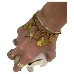 Vintage Gold Seashell Charm Bracelet