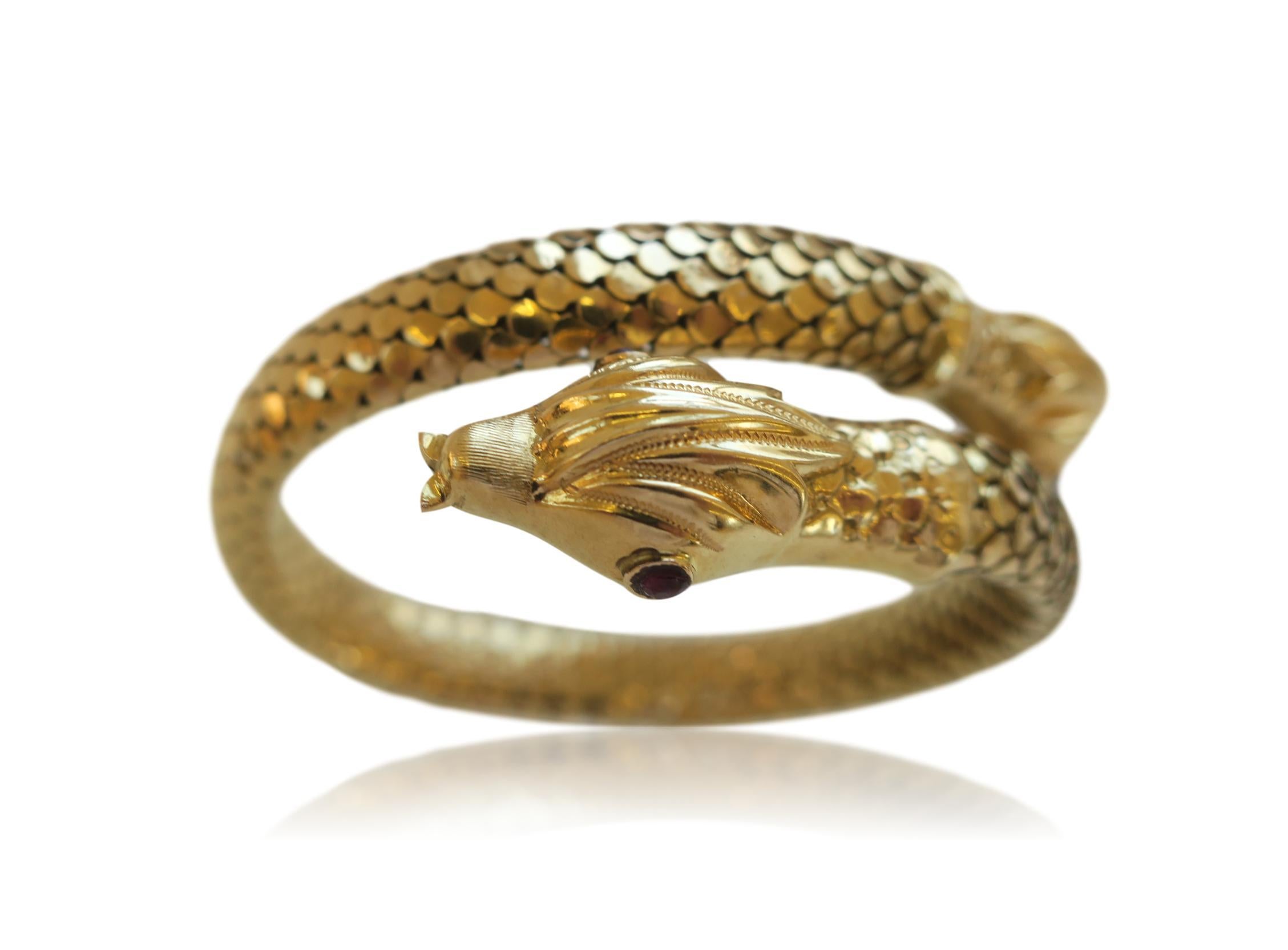 Italian 18k Gold Snake Bracelet. The 3/8