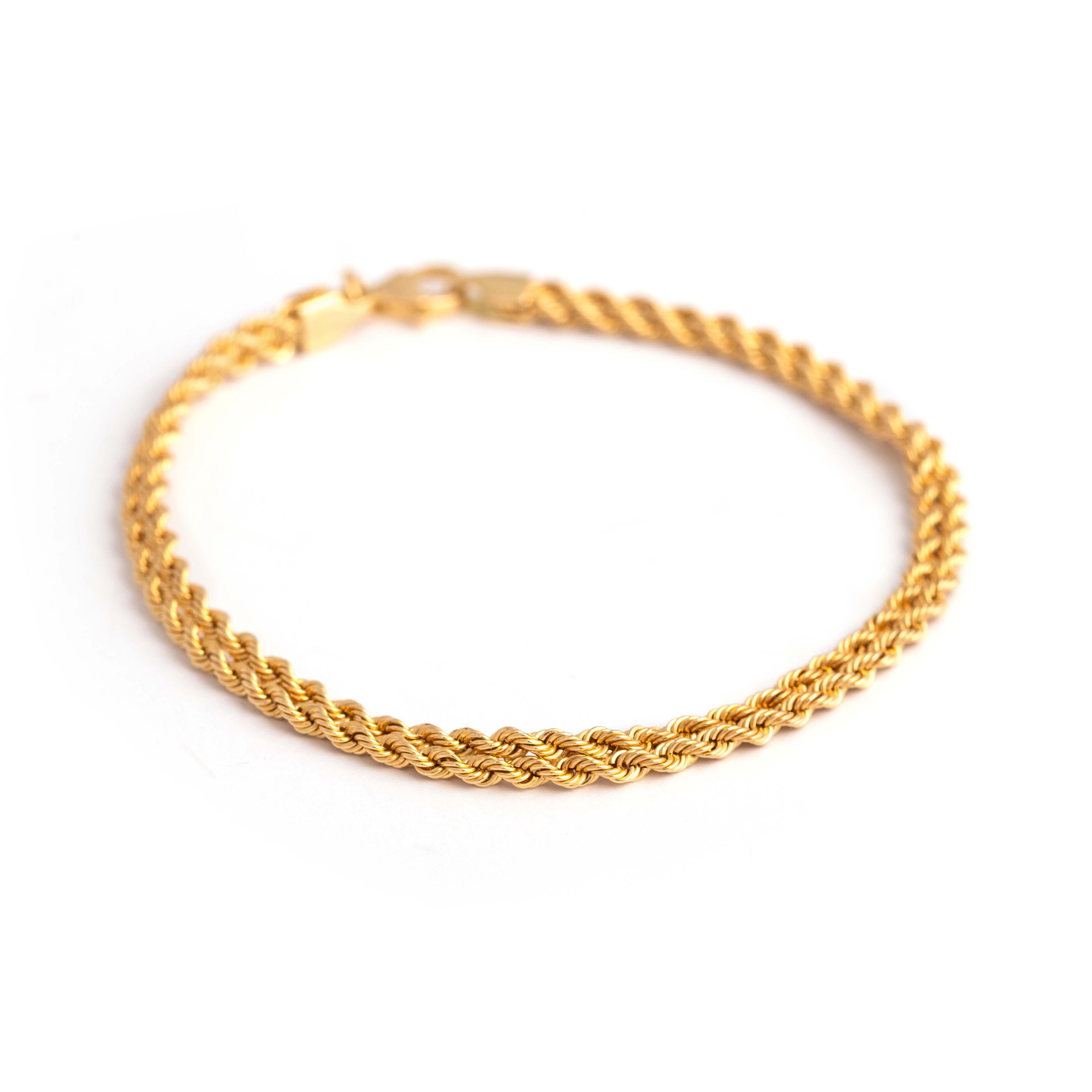 Vintage Gold Set Bracelet Necklace Earrings.

Bracelet: approx. 18 centimeters x 0.40 centimeters, 2.49 grams.
Necklace: approx. 45 centimeters x 0.40 centimeters, 4.92 grams.
Earrings: approx. 3.30 centimeters x 0.40 centimeters, 1.63 grams.

Total