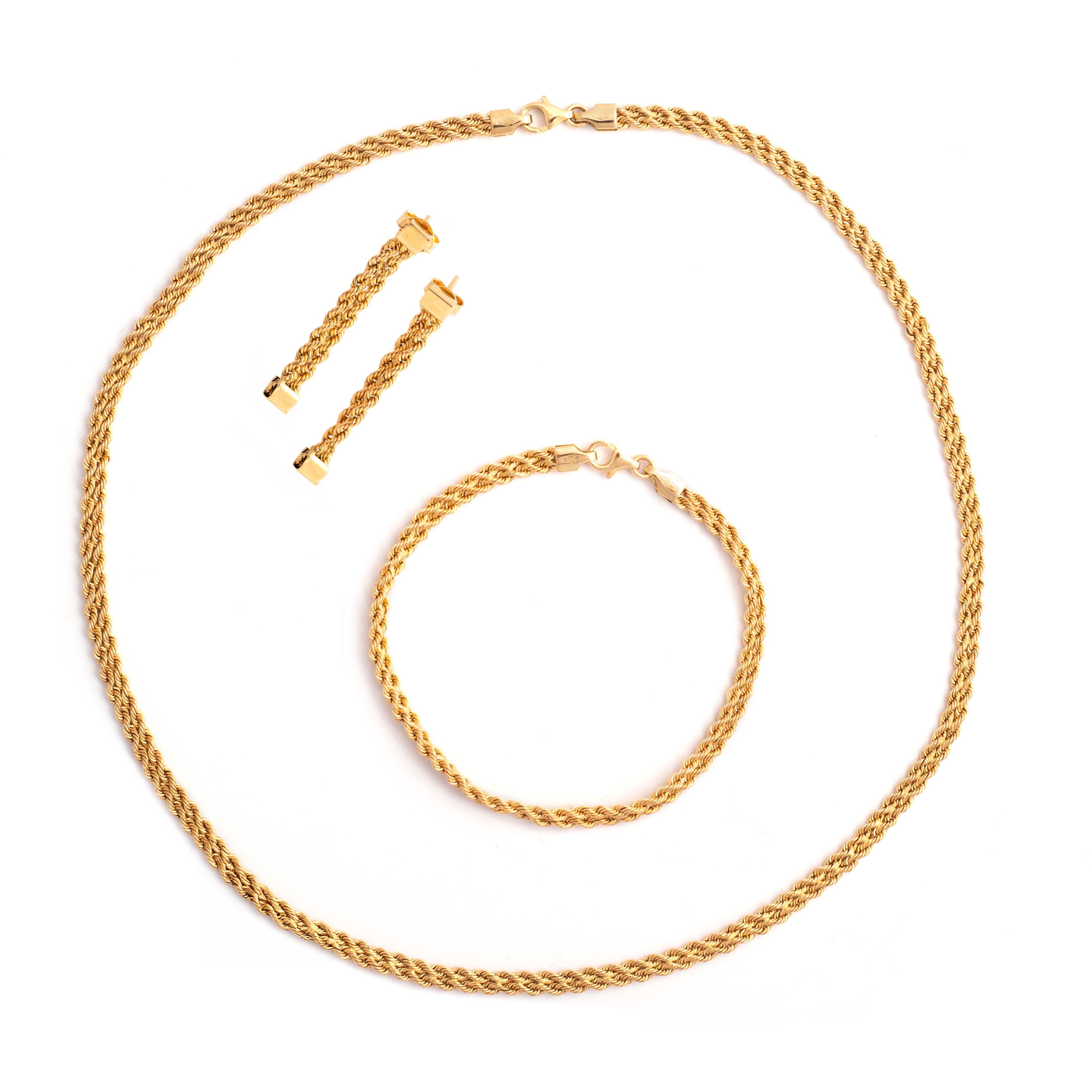 Women's or Men's Vintage Gold Set Bracelet Necklace Earrings For Sale