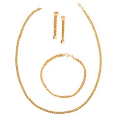 Vintage Gold Set Bracelet Necklace Earrings