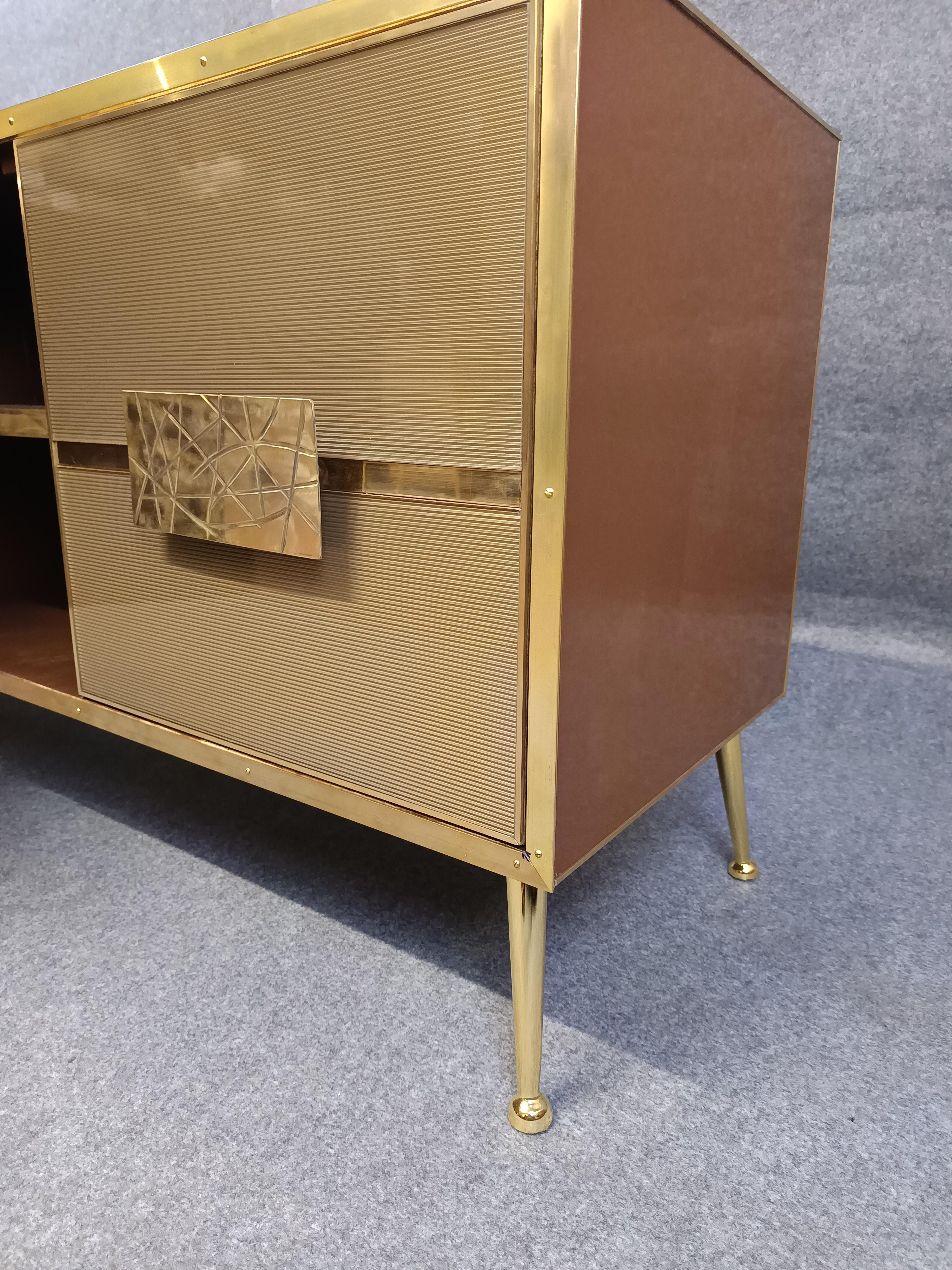 Vintage Gold Sideboard with 4 Murano Glass Doors in 