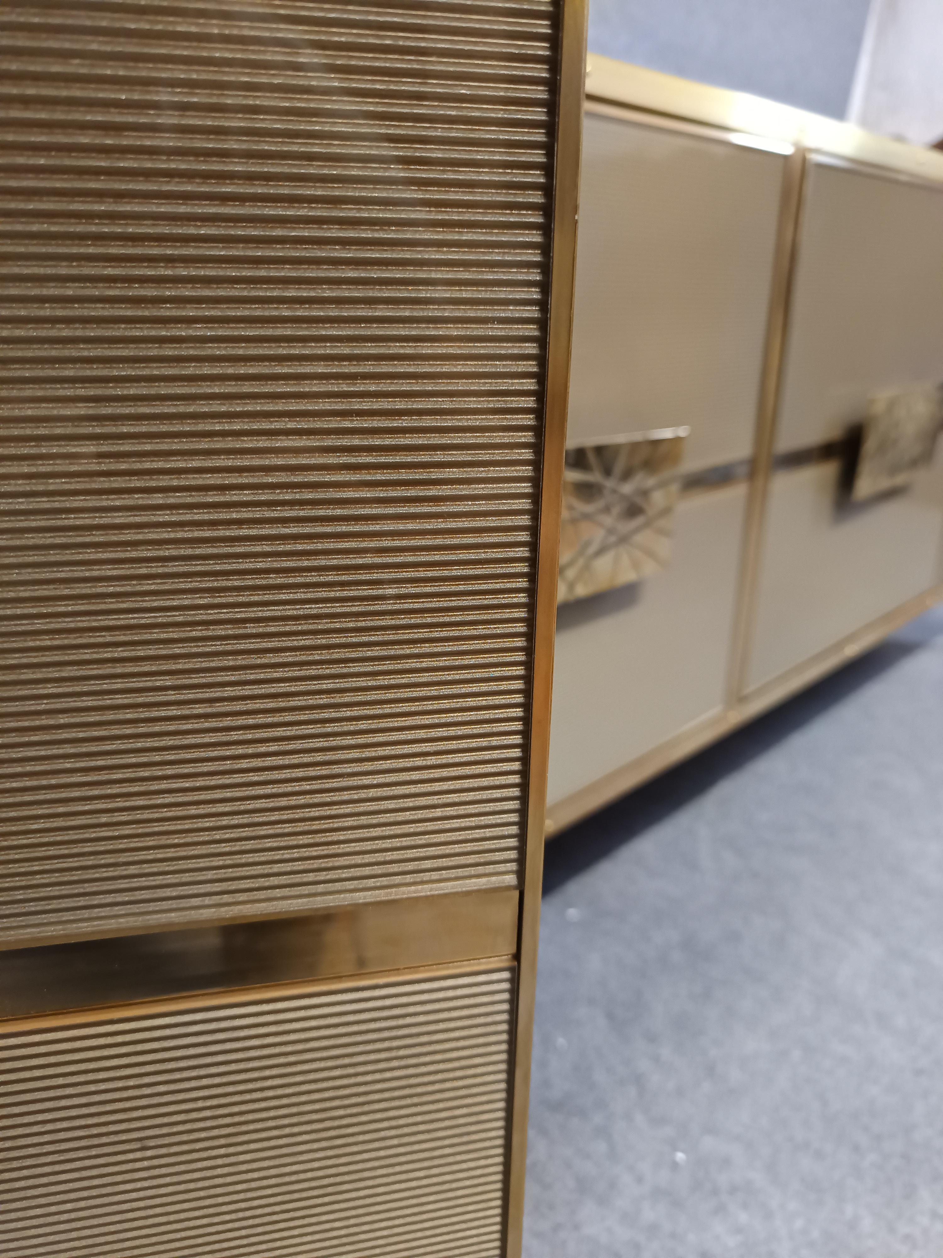 Vintage Gold Sideboard with 4 Murano Glass Doors in 