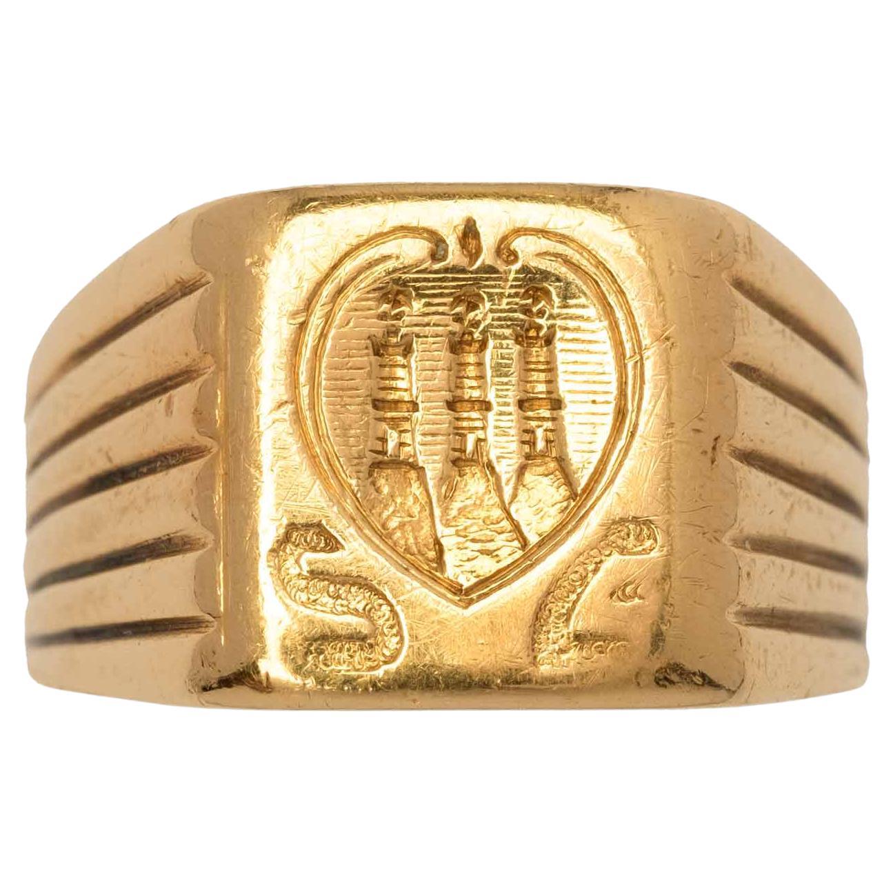 Anillo de sello de oro vintage Escudo de San Marino en venta