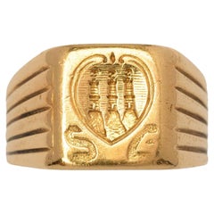 Anello con sigillo in oro vintage Stemma di San Marino