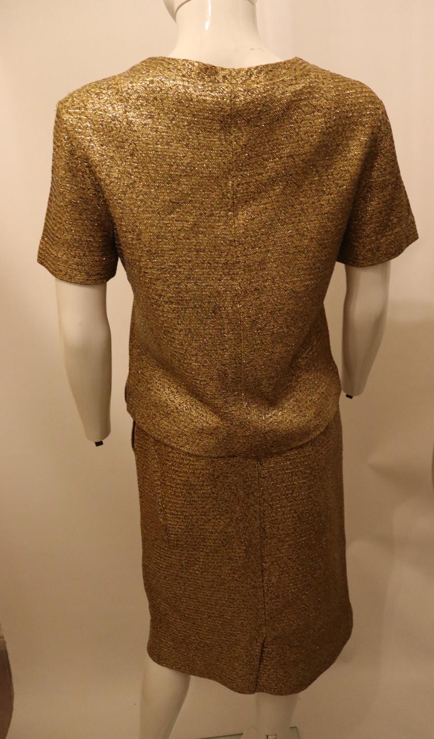 Brown Vintage Gold Silver and Black Skirt Suit by Claret For Sale